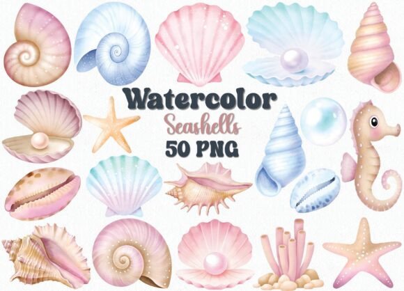 Bring Coastal Calm to Your Designs with Watercolor Seashells