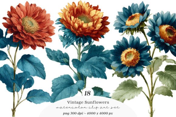 Bring Nostalgic Charm to Projects with Vintage Sunflower Clipart
