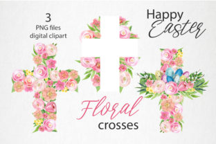 Designing with Grace: Floral Easter Cross Watercolor Illustrations