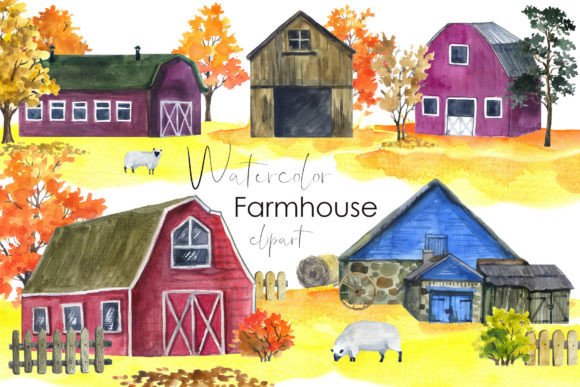 Fall Farmhouse Watercolor Clipart Png: A Rustic Design Toolkit