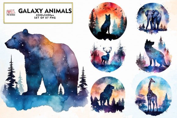 Galaxy Animals Bundle Watercolor: Whimsical Design for Modern Projects