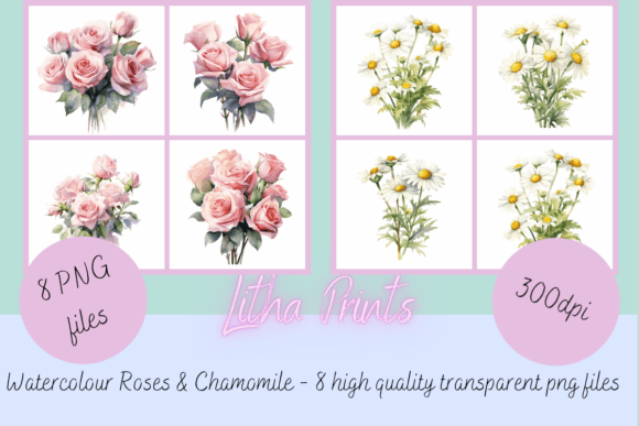Pink Roses & Chamomile: A Watercolor Collection for Creative Projects