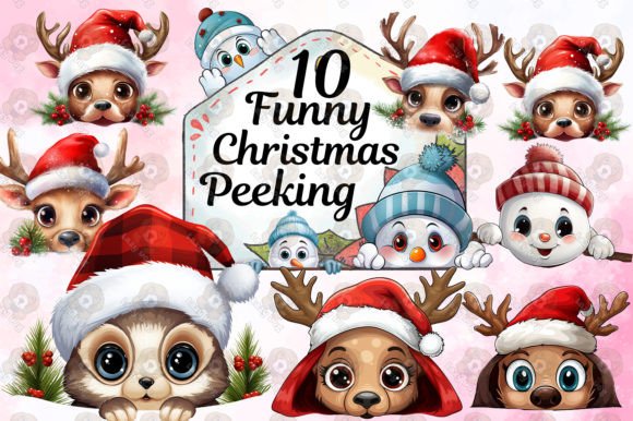 Playful Holiday Designs: The Ultimate Peeking Clipart Collection