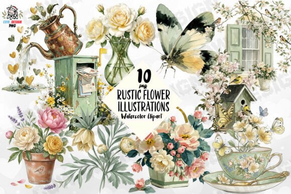 Rustic Flower Illustrations: Authentic Design Elements