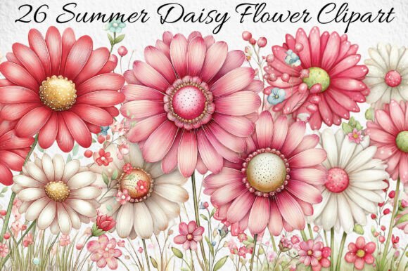 Summer Daisy Flower Clipart: Fresh Design Elements