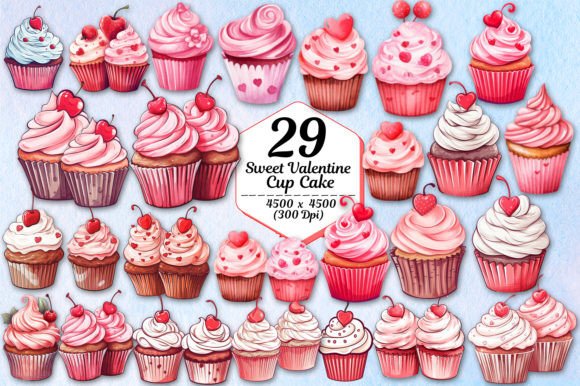 Sweet Valentine Cupcakes Clipart PNG: A Designer's Dream Collection