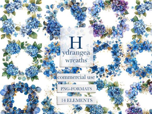 Timeless Hydrangea Wreath & Painting Elements for Creative Projects